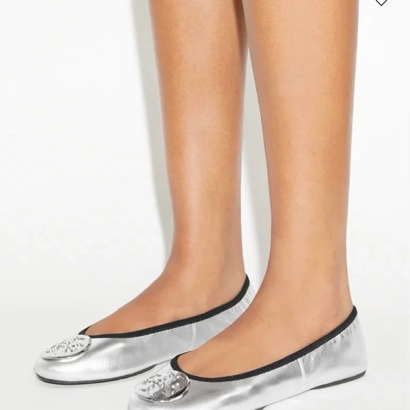 NEW Tory Burch Silver Ballet Flats Size 9 - Picture 9 of 9